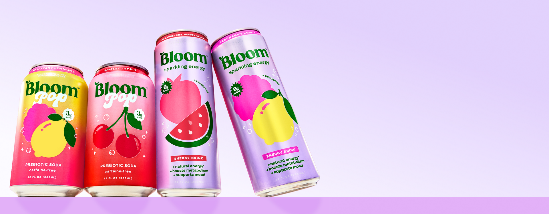 Bloom Pop and Sparkling Energy drinks